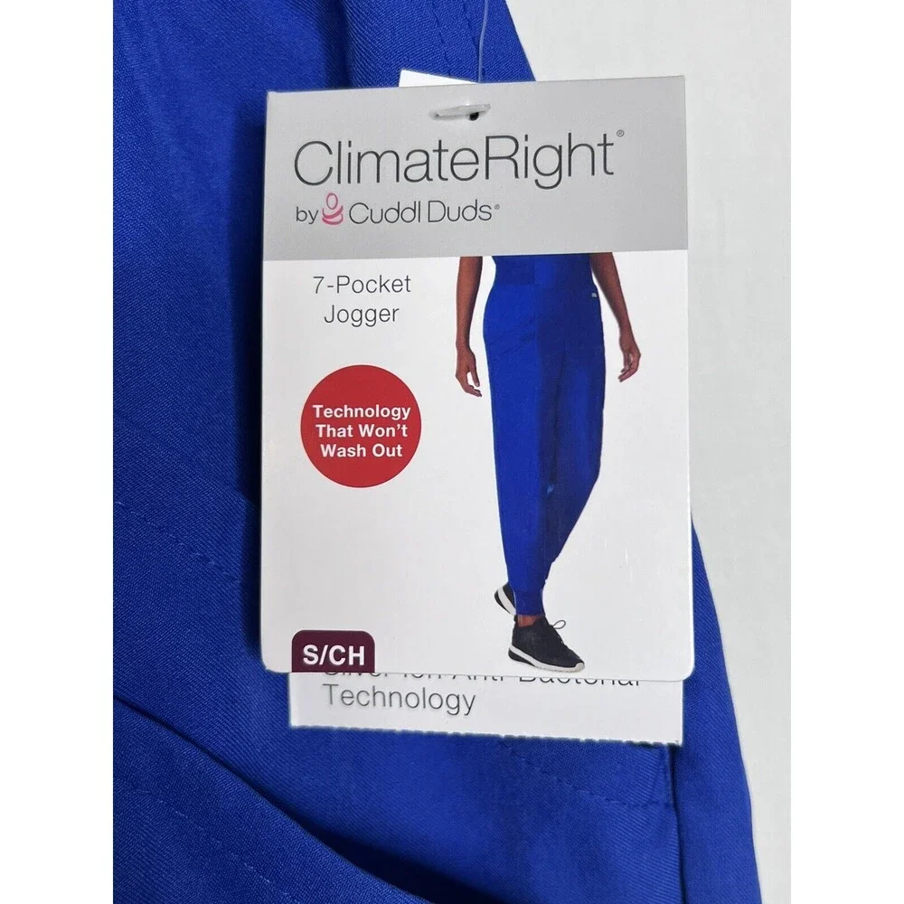 NWT ClimateRight by CuddlDuds Womens Plus Scrub Jogger Sz Small Metro Blue - Picture 10 of 16